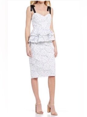 Gianni Bini Janice Peplum Embroidered White Dress